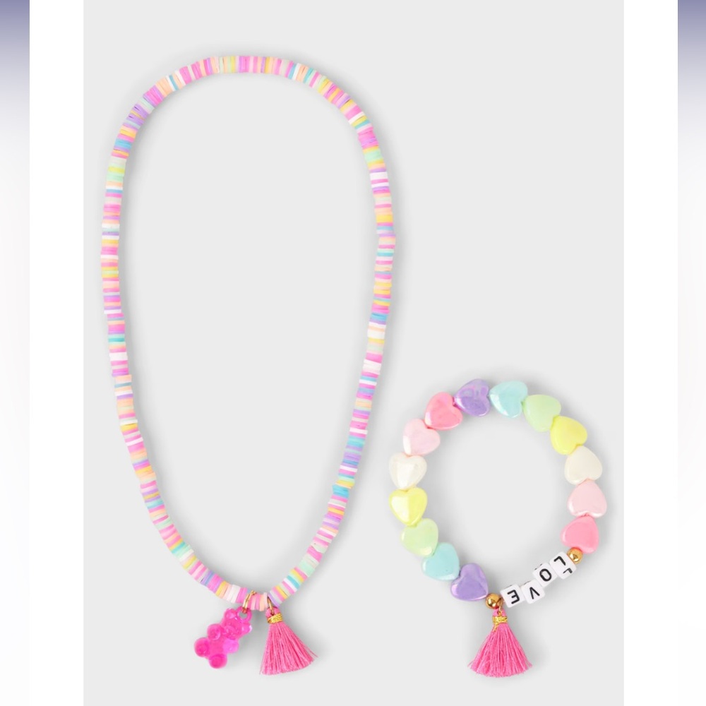 The Children’s Place Girls Rainbow Candy Bear 2 Piece Jewelry Set NWT